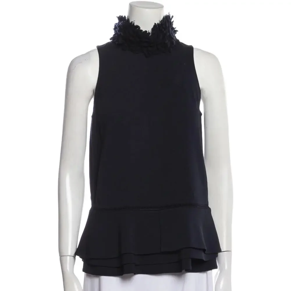 JONATHAN SIMKHAI Turtleneck Fur Top - Picture 2 of 5
